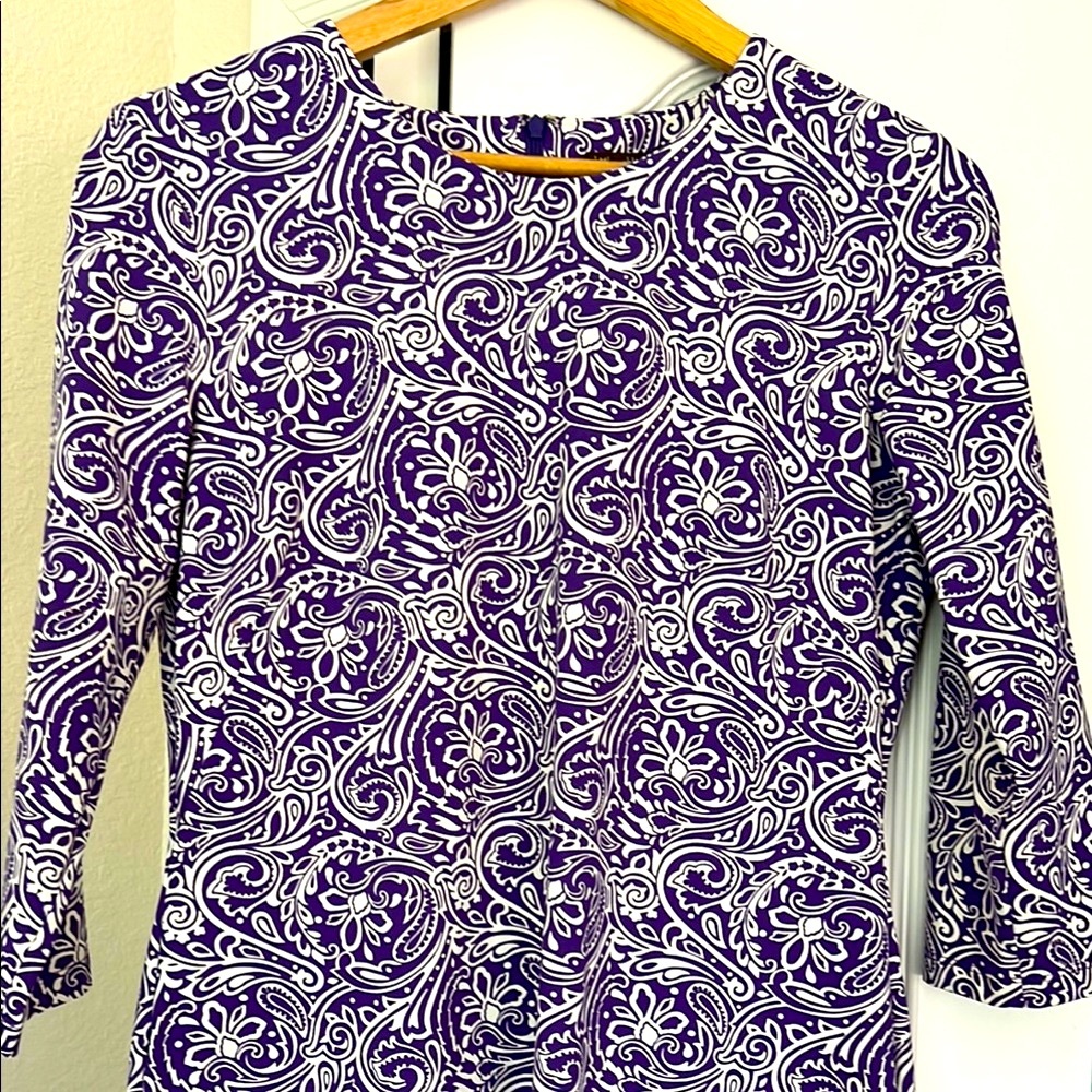 J. McLaughlin Purple Sheath Midi Dress 3/4 Sleeve